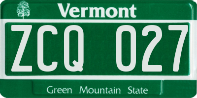 VT license plate ZCQ027