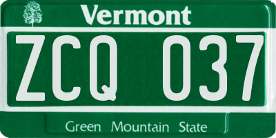 VT license plate ZCQ037