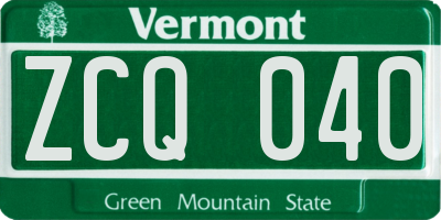 VT license plate ZCQ040