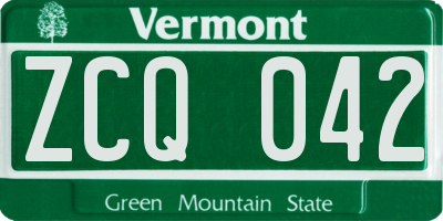 VT license plate ZCQ042