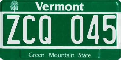 VT license plate ZCQ045