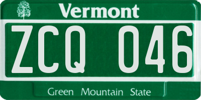 VT license plate ZCQ046