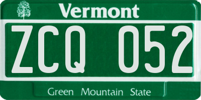 VT license plate ZCQ052