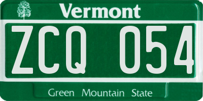 VT license plate ZCQ054