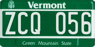 VT license plate ZCQ056