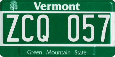 VT license plate ZCQ057