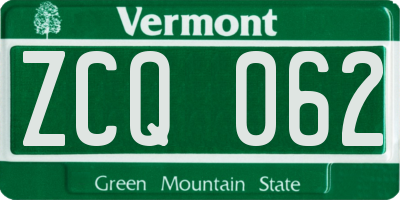 VT license plate ZCQ062