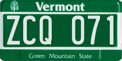 VT license plate ZCQ071