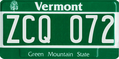 VT license plate ZCQ072