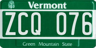 VT license plate ZCQ076