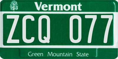 VT license plate ZCQ077