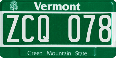 VT license plate ZCQ078