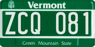 VT license plate ZCQ081