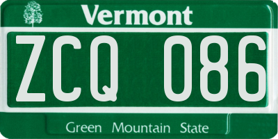 VT license plate ZCQ086