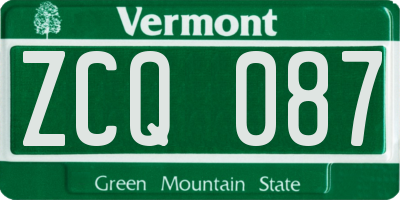 VT license plate ZCQ087
