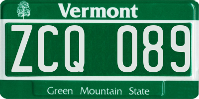 VT license plate ZCQ089