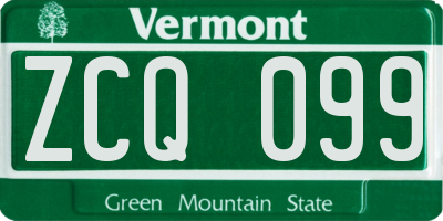 VT license plate ZCQ099