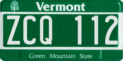 VT license plate ZCQ112