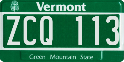 VT license plate ZCQ113