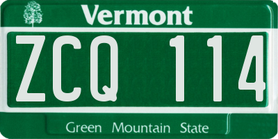 VT license plate ZCQ114