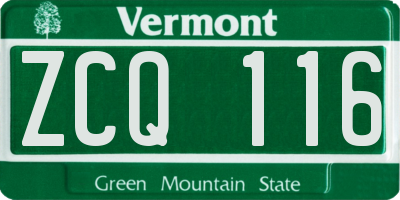 VT license plate ZCQ116