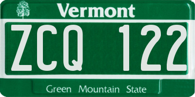 VT license plate ZCQ122