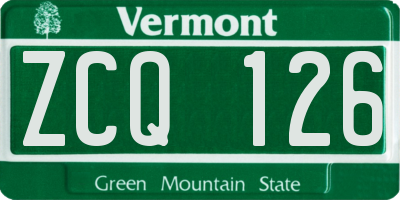 VT license plate ZCQ126