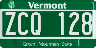 VT license plate ZCQ128