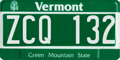 VT license plate ZCQ132