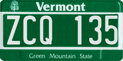 VT license plate ZCQ135