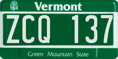 VT license plate ZCQ137