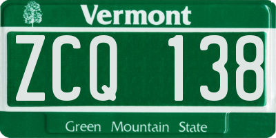 VT license plate ZCQ138