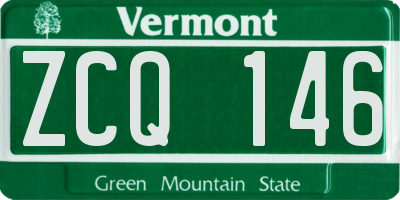 VT license plate ZCQ146