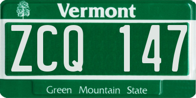 VT license plate ZCQ147