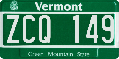 VT license plate ZCQ149