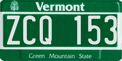 VT license plate ZCQ153