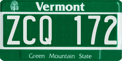 VT license plate ZCQ172