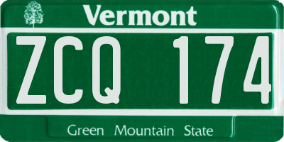 VT license plate ZCQ174