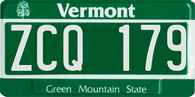 VT license plate ZCQ179