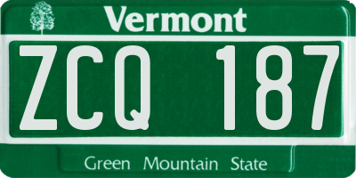 VT license plate ZCQ187