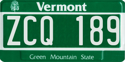 VT license plate ZCQ189