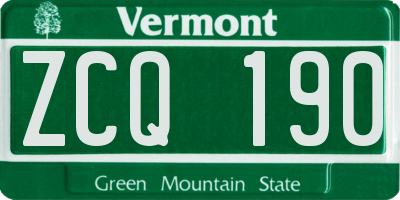 VT license plate ZCQ190