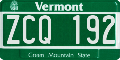 VT license plate ZCQ192