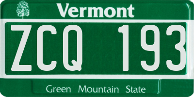 VT license plate ZCQ193