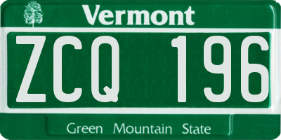 VT license plate ZCQ196