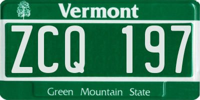 VT license plate ZCQ197