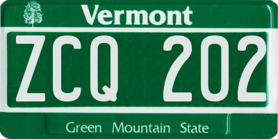 VT license plate ZCQ202