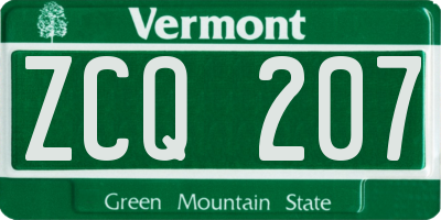 VT license plate ZCQ207