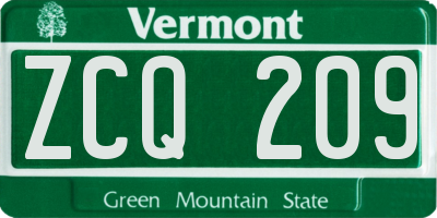 VT license plate ZCQ209