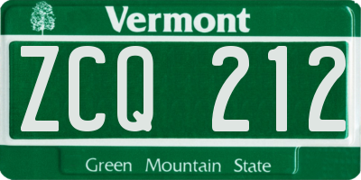 VT license plate ZCQ212